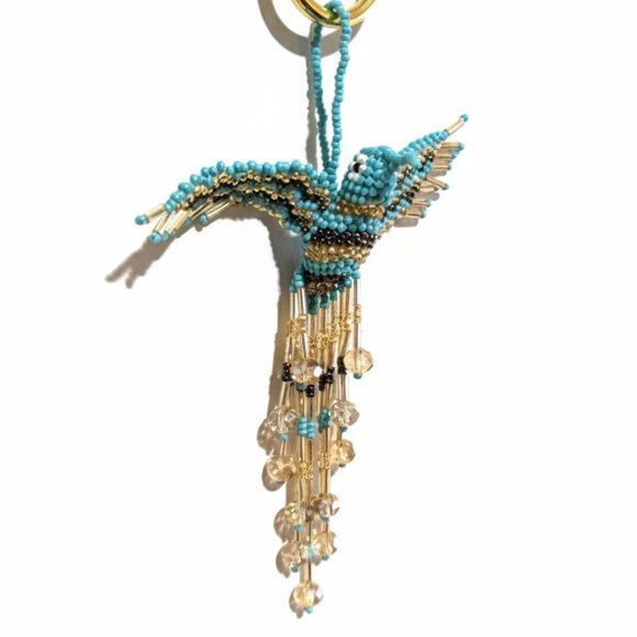 Beaded Hummingbird Bag Charm Keychain Pendant Key Ring – Colorful Ornament NW - Picture 3 of 5